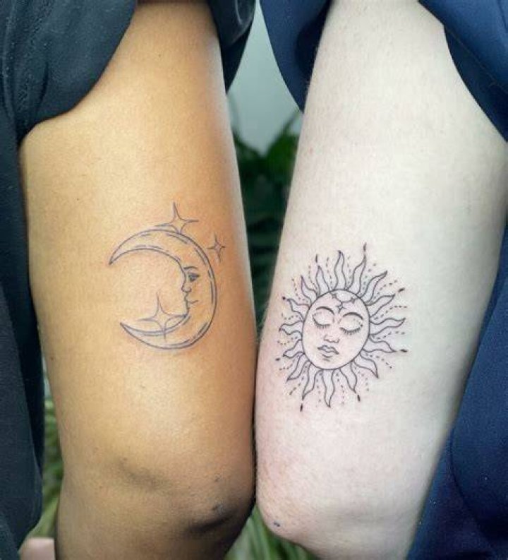 Dive Into The Enchanting World Of Moon And Sun Matching Tattoos