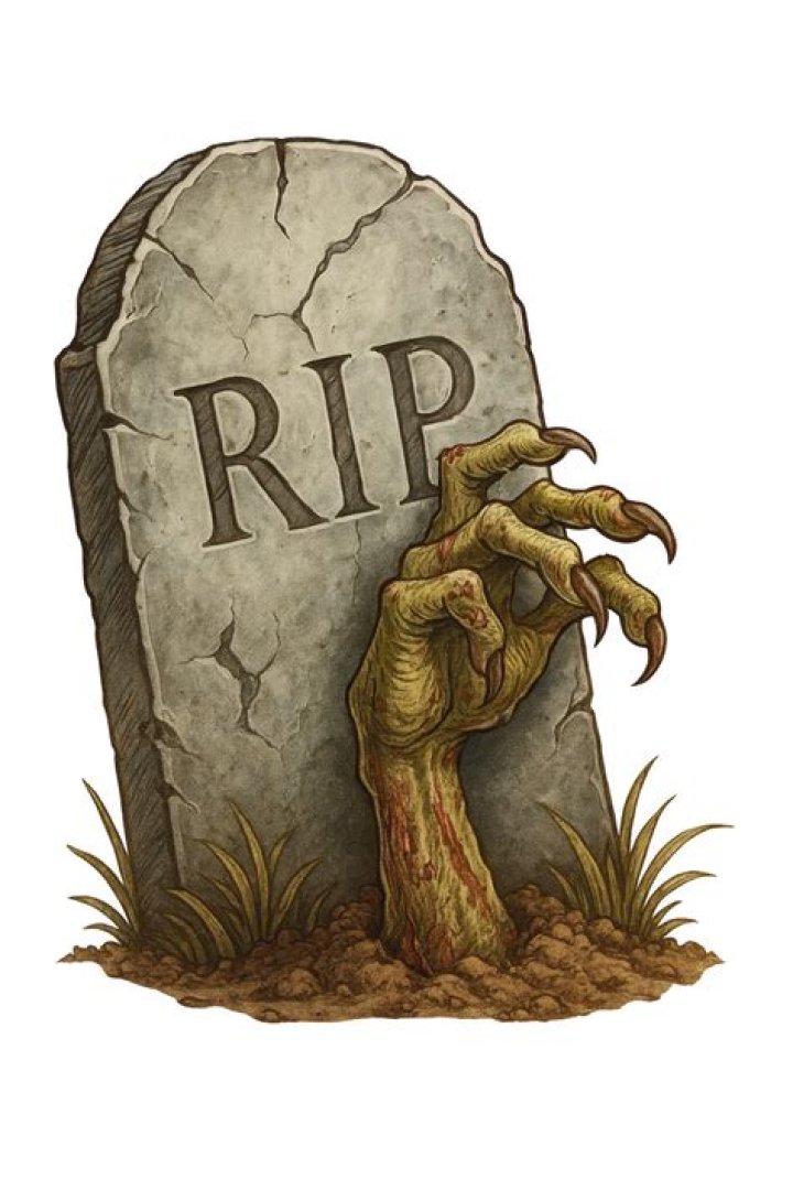 RIP Tombstone with Zombie Hand Cartoon Middle Finger Vinyl Decal Sti
