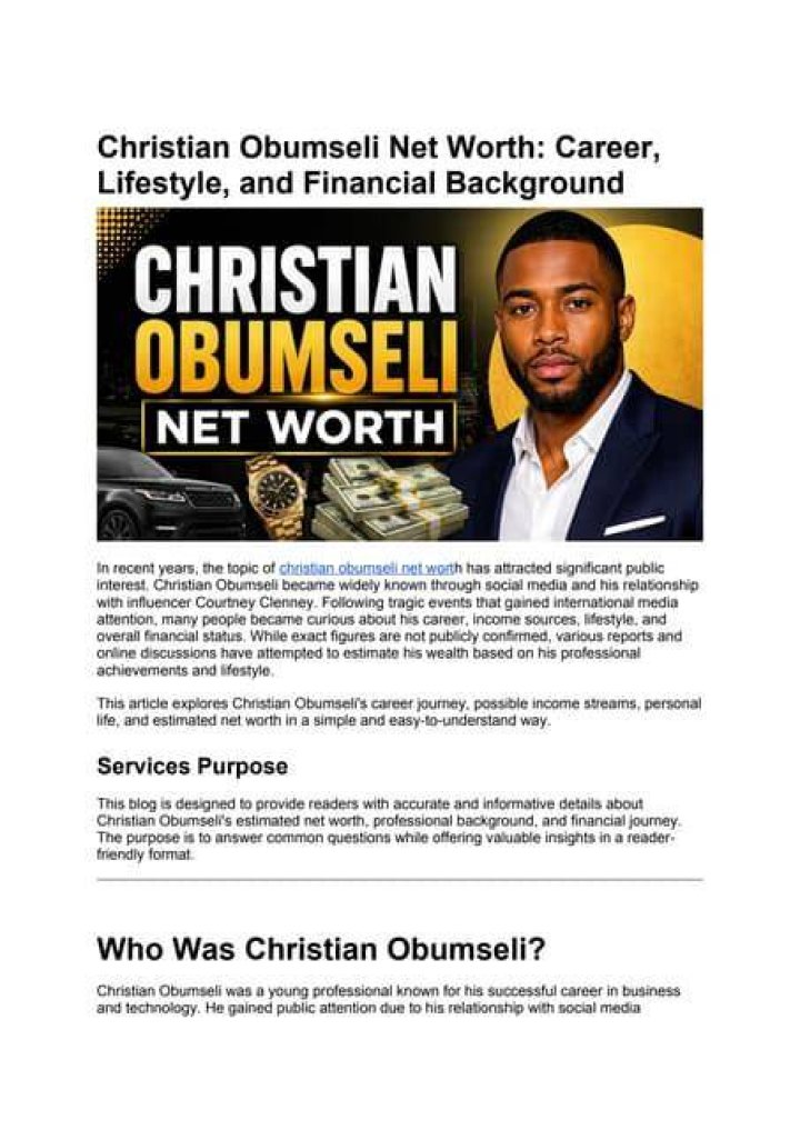 Uncover The Intriguing Net Worth Of Christian Obumseli: Discoveries And Insights